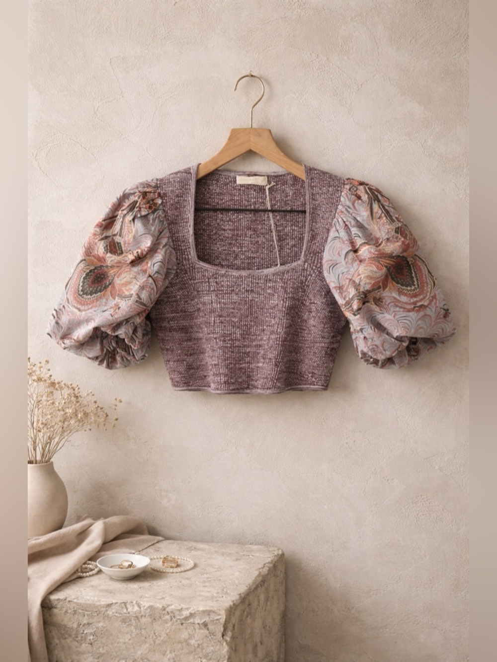 Ulla Johnson Iva Puff Sleeve Crop Top Chalcedony Size 10 Runway NWT